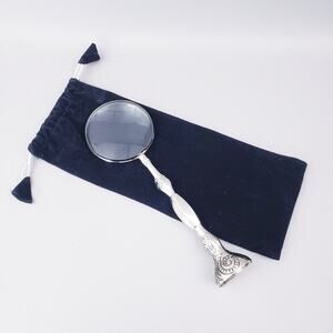 Vintage Large 12" Magnifying Glass Handheld Ornate Silverplated Handle